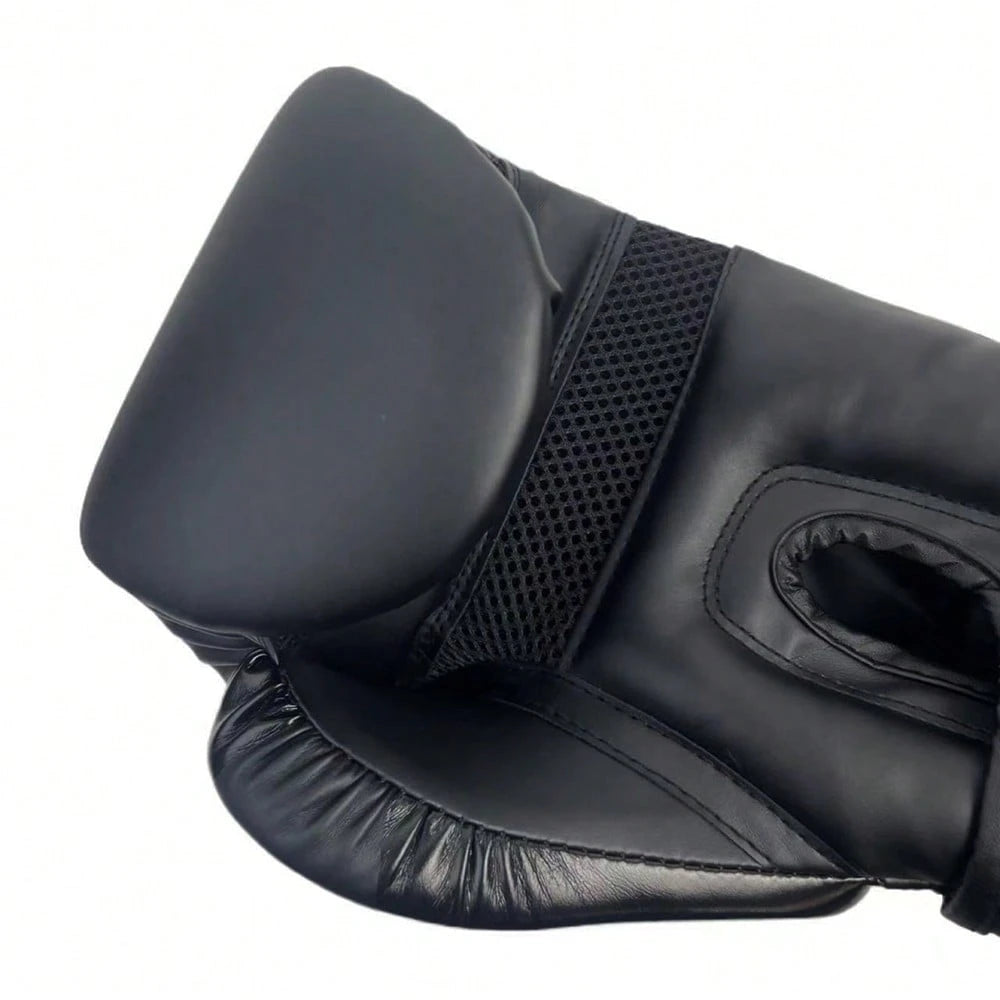 BRONJEE Brand PU Leather Gloves, Suitable For Adults Aged 12-88, Matte Black, Professional Boxing Gloves, Available In 8oz, 10oz, 12oz, 14oz, 16oz, Suitable For Muay Thai Training, Punching Bag Traini