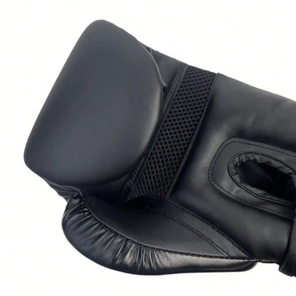 BRONJEE Brand PU Leather Gloves, Suitable For Adults Aged 12-88, Matte Black, Professional Boxing Gloves, Available In 8oz, 10oz, 12oz, 14oz, 16oz, Suitable For Muay Thai Training, Punching Bag Traini