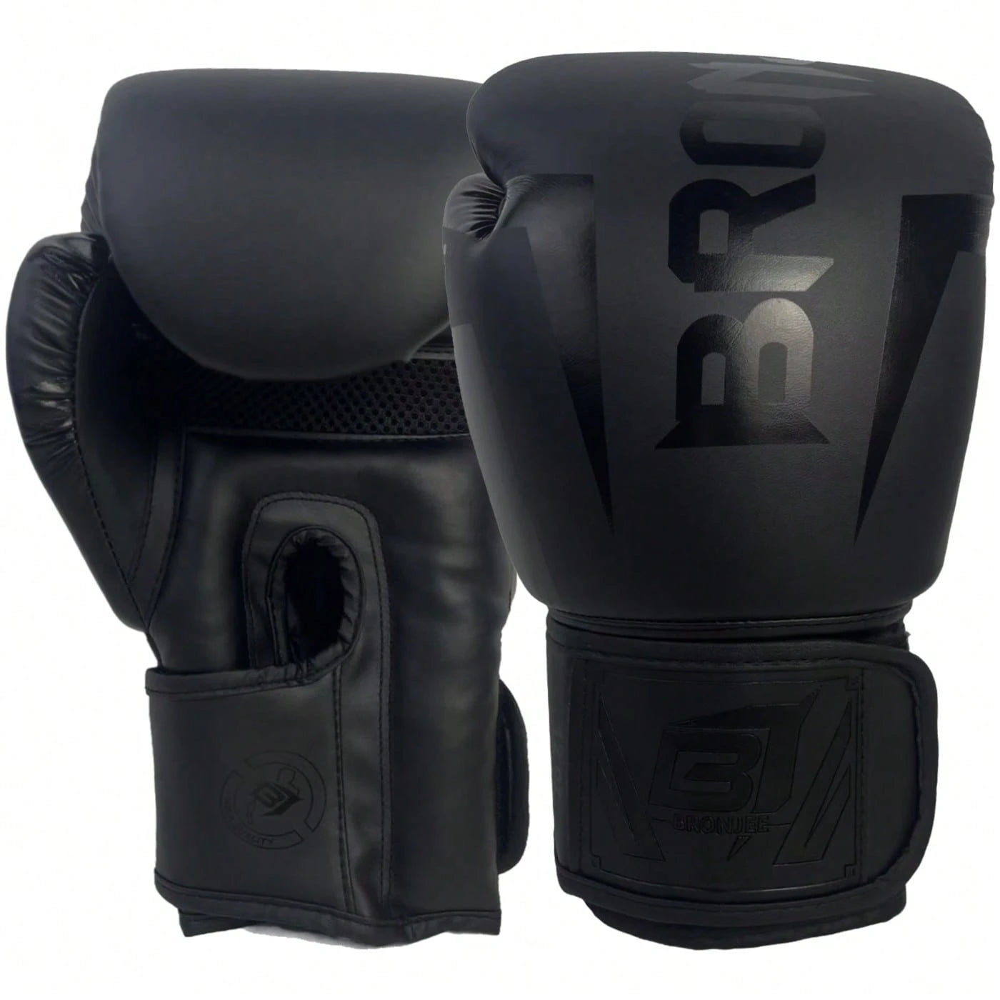 BRONJEE Brand PU Leather Gloves, Suitable For Adults Aged 12-88, Matte Black, Professional Boxing Gloves, Available In 8oz, 10oz, 12oz, 14oz, 16oz, Suitable For Muay Thai Training, Punching Bag Traini