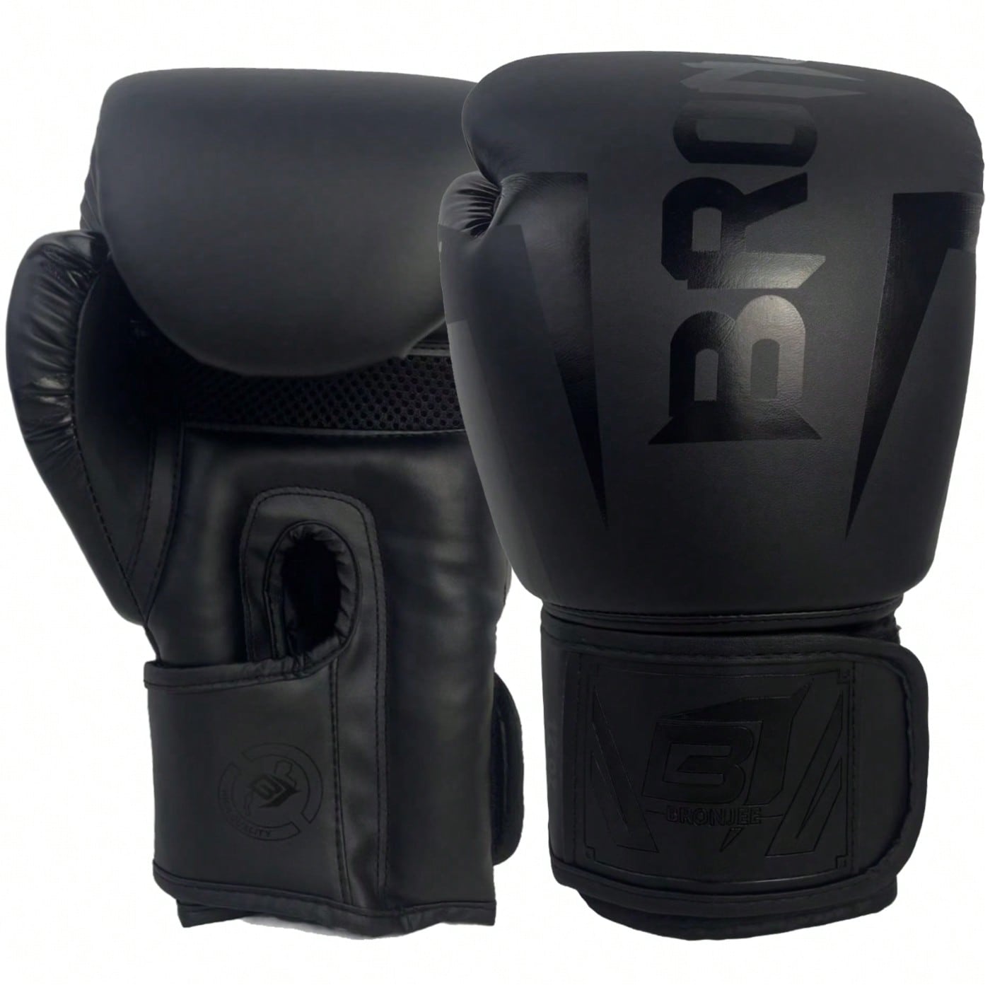 BRONJEE Brand PU Leather Gloves, Suitable For Adults Aged 12-88, Matte Black, Professional Boxing Gloves, Available In 8oz, 10oz, 12oz, 14oz, 16oz, Suitable For Muay Thai Training, Punching Bag Traini