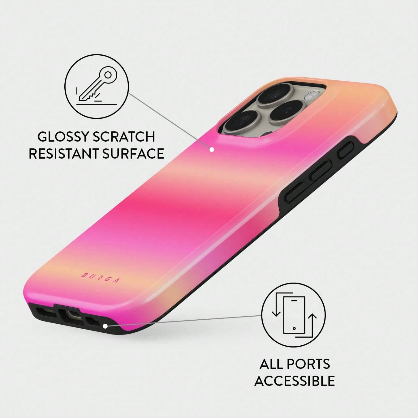 BURGA SPF 100- 16 Pro Max Case- Cute, Aesthetic, Designer Pattern, 17pro Phone Cover, Hard Shell Protection- Fits Apple 11 12 13 14 15 16 17 And S21 22 23 24 25 26 Case For Women And Men
