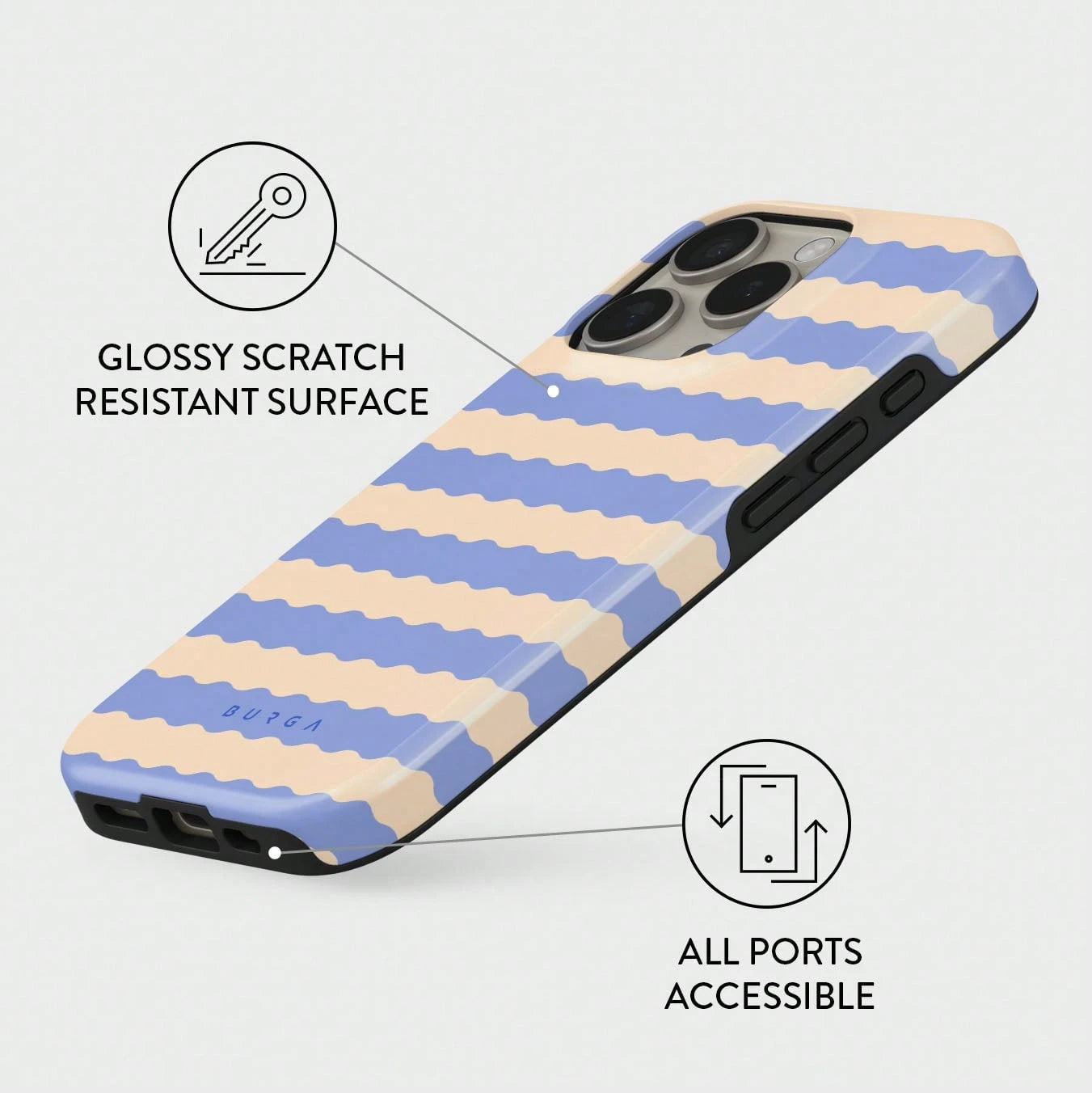 BURGA SPF 100- 16 Pro Max Case- Cute, Aesthetic, Designer Pattern, 17pro Phone Cover, Hard Shell Protection- Fits Apple 11 12 13 14 15 16 17 And S21 22 23 24 25 26 Case For Women And Men
