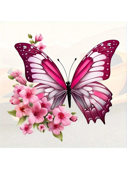 Butterfly And Flowers Car Stickers Waterproof Vinyl Decals Suitable For Auto Fuel Tank Bumper Window Scooter Body Laptop Decor