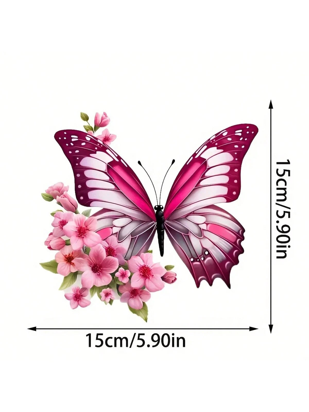 Butterfly And Flowers Car Stickers Waterproof Vinyl Decals Suitable For Auto Fuel Tank Bumper Window Scooter Body Laptop Decor