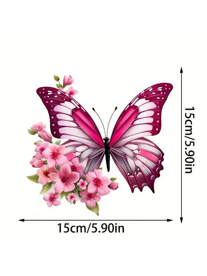 Butterfly And Flowers Car Stickers Waterproof Vinyl Decals Suitable For Auto Fuel Tank Bumper Window Scooter Body Laptop Decor