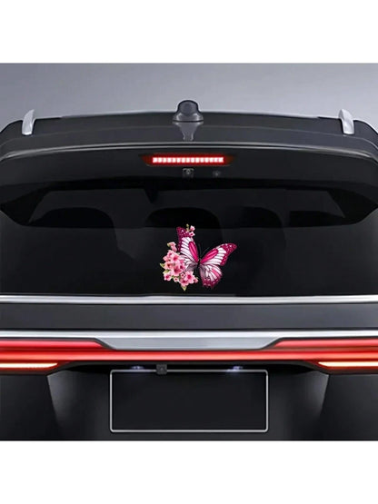 Butterfly And Flowers Car Stickers Waterproof Vinyl Decals Suitable For Auto Fuel Tank Bumper Window Scooter Body Laptop Decor