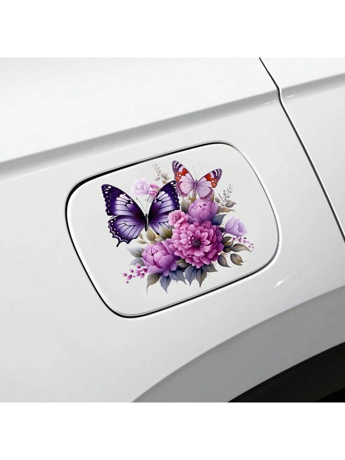 Butterfly And Flowers Car Stickers Waterproof Vinyl Decals Suitable For Auto Fuel Tank Bumper Window Scooter Body Laptop Decor