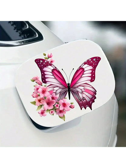 Butterfly And Flowers Car Stickers Waterproof Vinyl Decals Suitable For Auto Fuel Tank Bumper Window Scooter Body Laptop Decor
