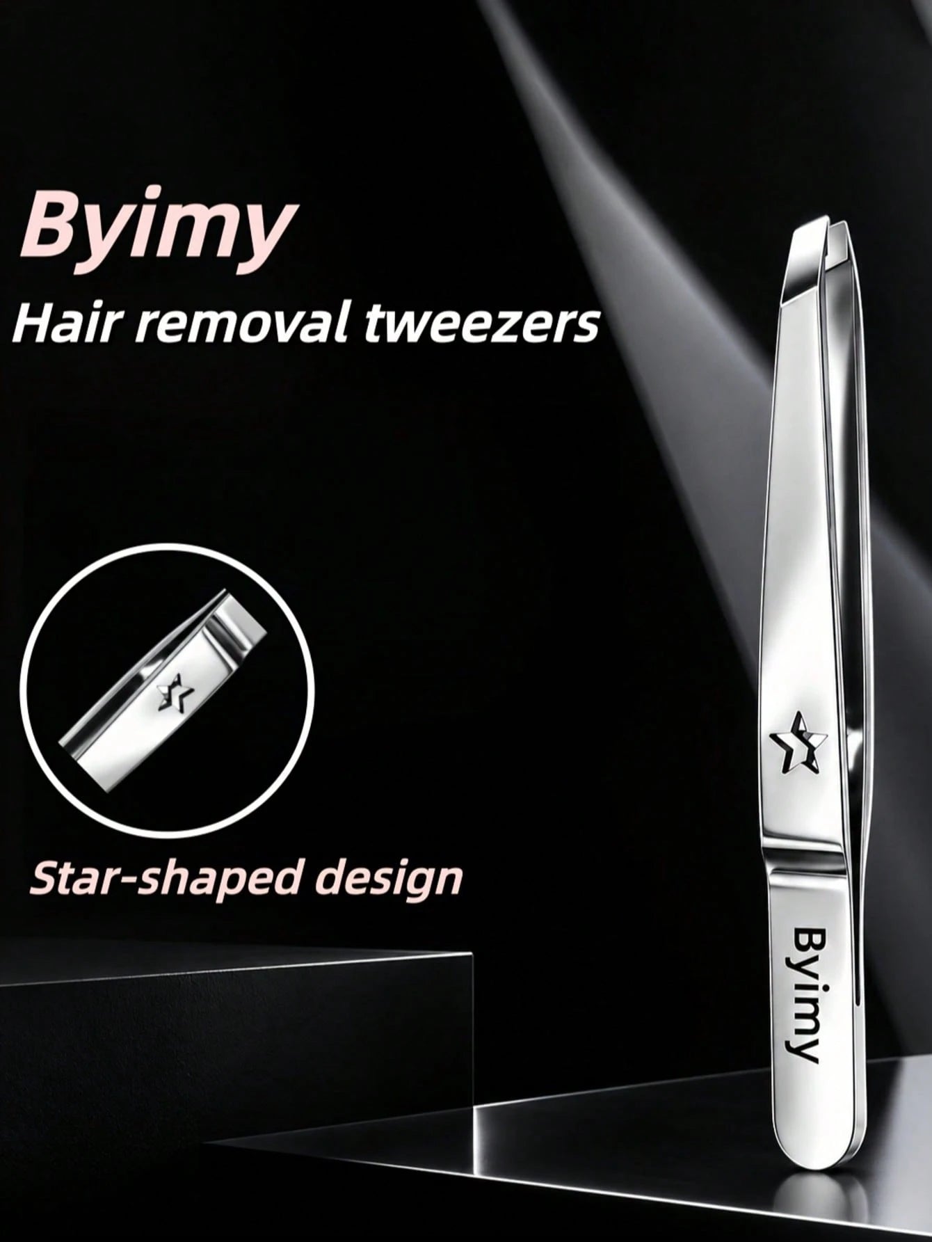 Byimy Brand Star Stainless Steel Eyebrow Tweezers, Hair Removal Tweezers, Beard Tweezers, Slanted Eyebrow Tweezers, Hair Removal Tweezers, Beard Tweezers, Eyebrow Tweezers, Hair Removal Tweezers, Eyel