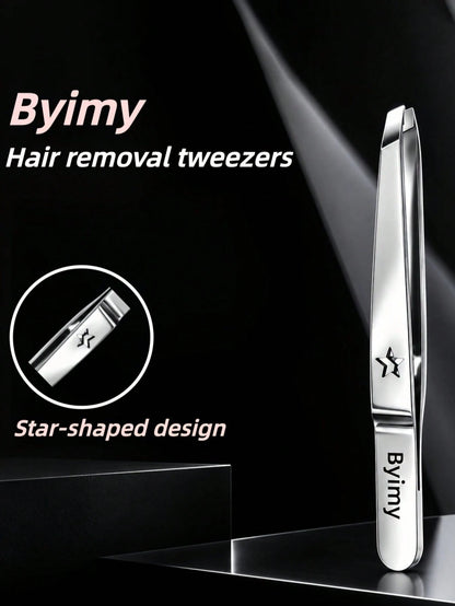 Byimy Brand Star Stainless Steel Eyebrow Tweezers, Hair Removal Tweezers, Beard Tweezers, Slanted Eyebrow Tweezers, Hair Removal Tweezers, Beard Tweezers, Eyebrow Tweezers, Hair Removal Tweezers, Eyel