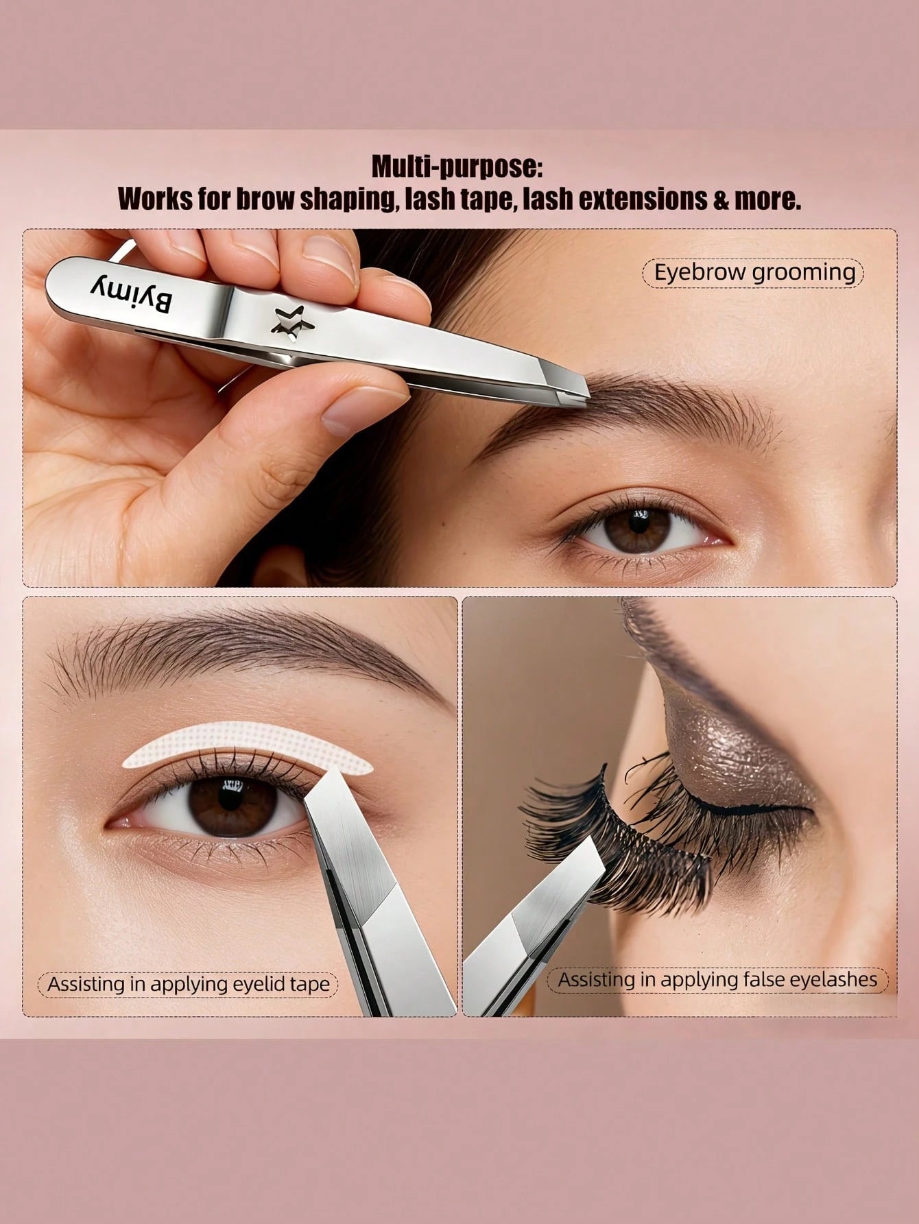 Byimy Brand Star Stainless Steel Eyebrow Tweezers, Hair Removal Tweezers, Beard Tweezers, Slanted Eyebrow Tweezers, Hair Removal Tweezers, Beard Tweezers, Eyebrow Tweezers, Hair Removal Tweezers, Eyel