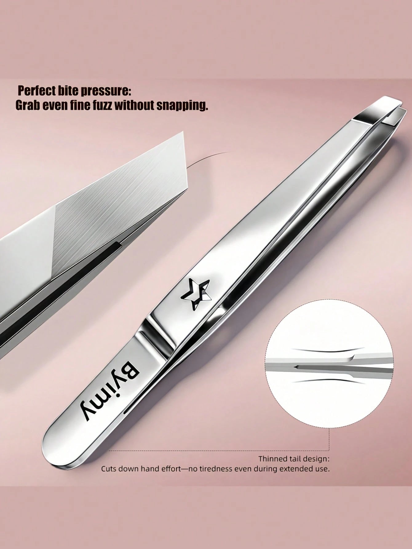 Byimy Brand Star Stainless Steel Eyebrow Tweezers, Hair Removal Tweezers, Beard Tweezers, Slanted Eyebrow Tweezers, Hair Removal Tweezers, Beard Tweezers, Eyebrow Tweezers, Hair Removal Tweezers, Eyel