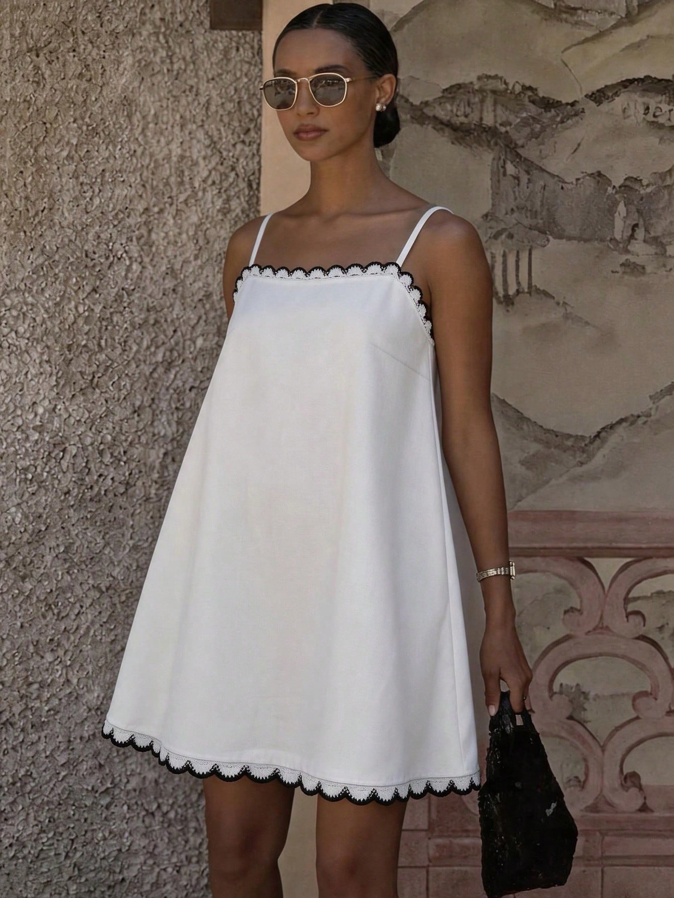 Cévolie Women's Fashion Elegant Casual Vacation Spaghetti Strap Dress