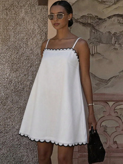 Cévolie Women's Fashion Elegant Casual Vacation Spaghetti Strap Dress