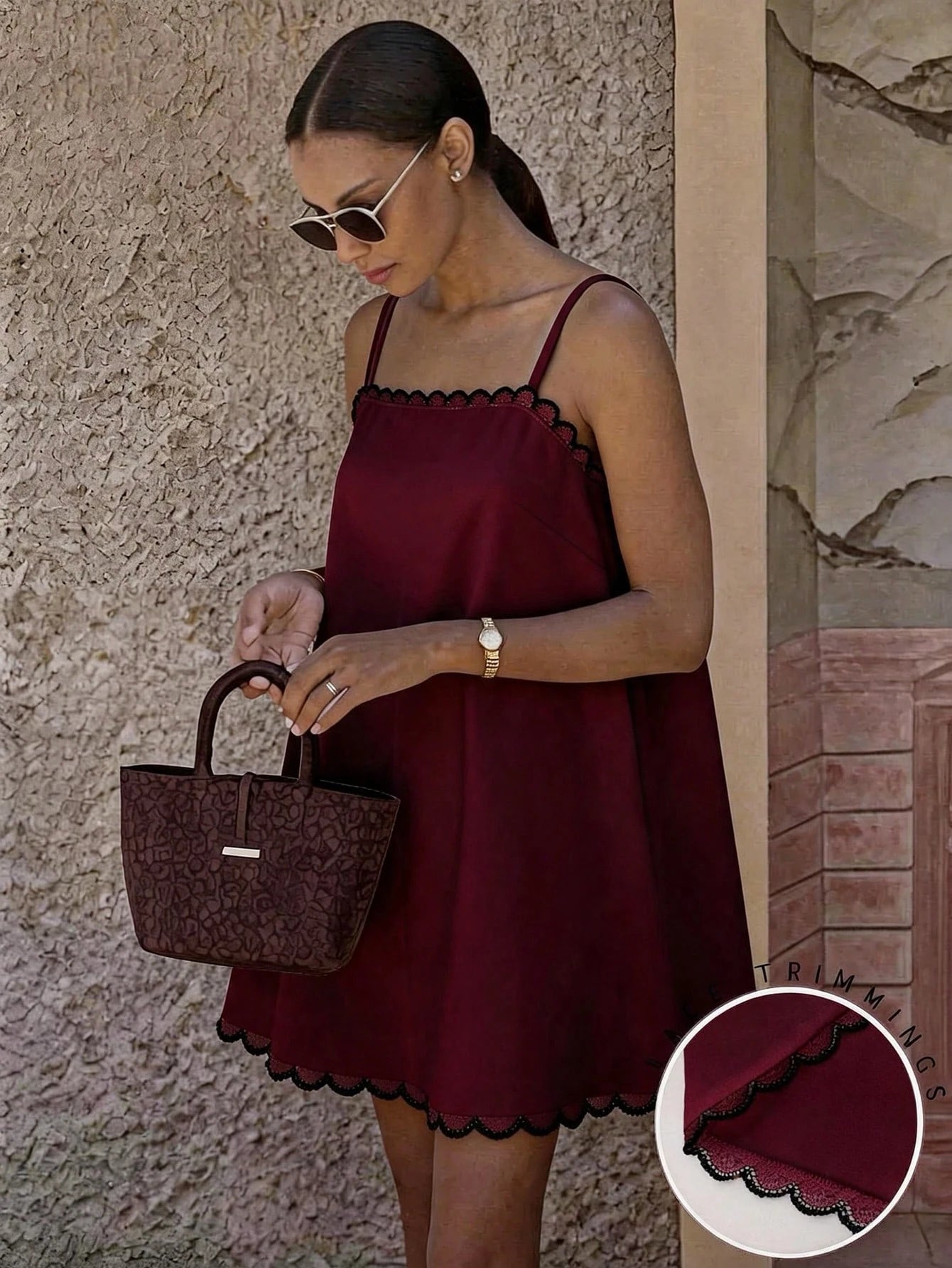 Cévolie Women's Fashion Elegant Casual Vacation Spaghetti Strap Dress