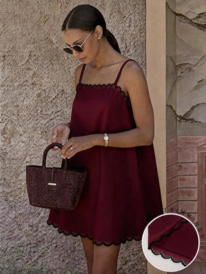 Cévolie Women's Fashion Elegant Casual Vacation Spaghetti Strap Dress