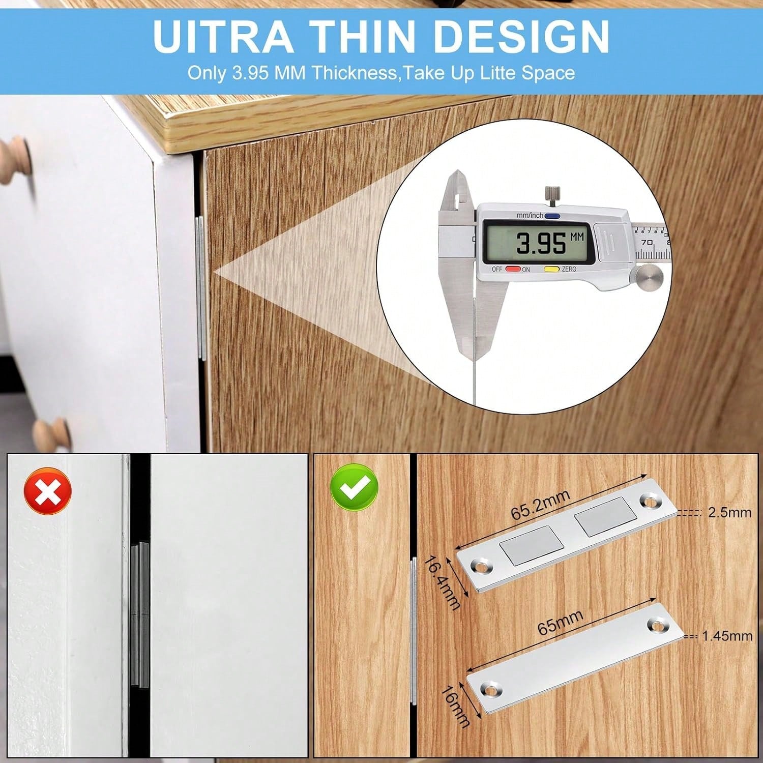Cabinet Door Magnetic Catch Magnet 1/2/3/4/5/6/7/8/9pcs Ultra-Thin Door Magnetic Catch Cabinet Magnet Door Closer Double Magnet Drawer Wardrobe Magnetic Closing Hardware For Furniture Cabinet Doors