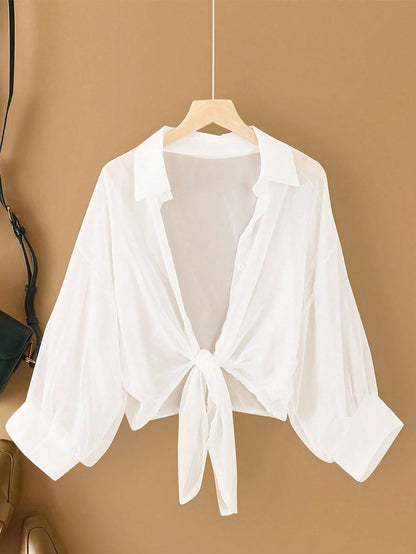 Calvaya Plus Size Women's Solid Color Simple Daily Long Sleeve Shirt Fall Cloth For Women