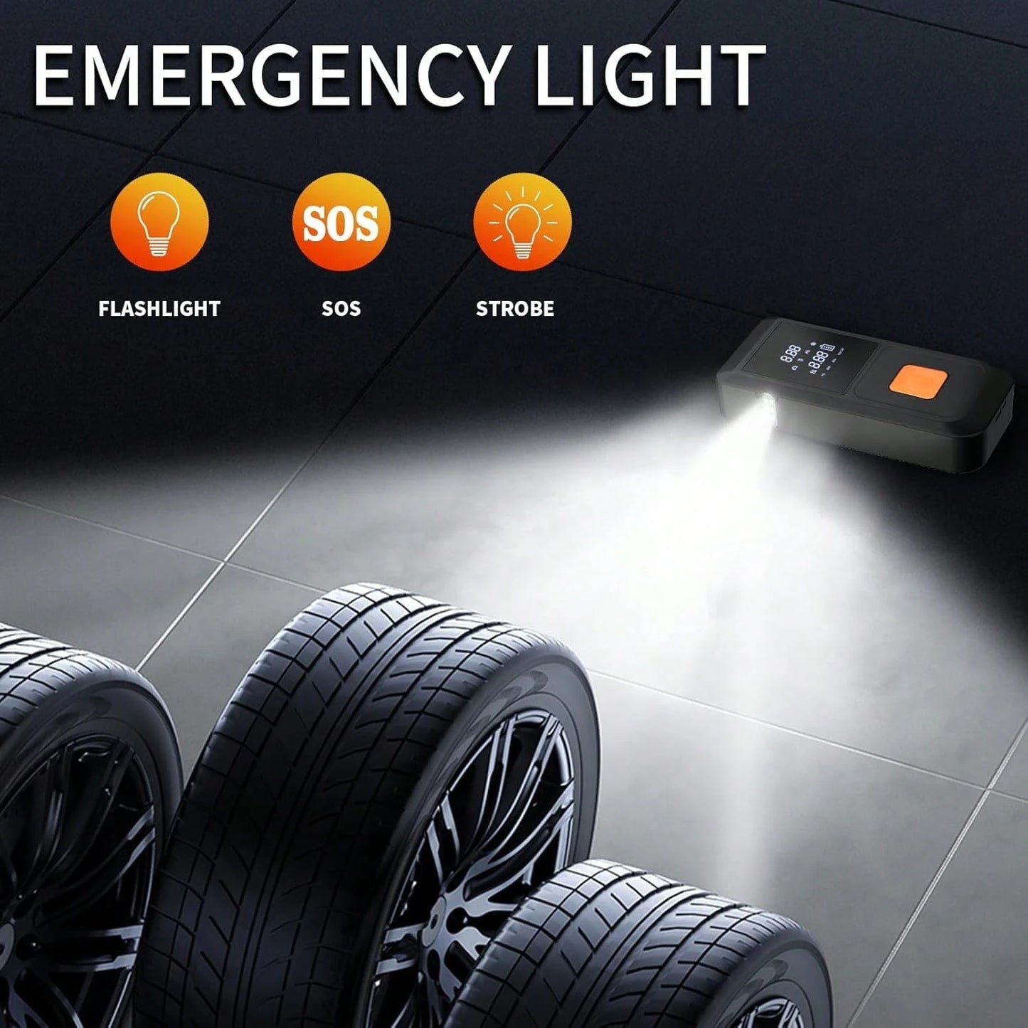 Car Accessory! 9-In-1 Jump Starter| 6000mAh Capacity + 150PSI Air Pump| USB Fast Charging + LED Lighting + Large Screen Display| Portable And Practical, An Daily Essential| Great Halloween Gift