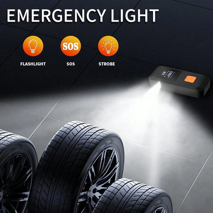 Car Accessory! 9-In-1 Jump Starter| 6000mAh Capacity + 150PSI Air Pump| USB Fast Charging + LED Lighting + Large Screen Display| Portable And Practical, An Daily Essential| Great Halloween Gift