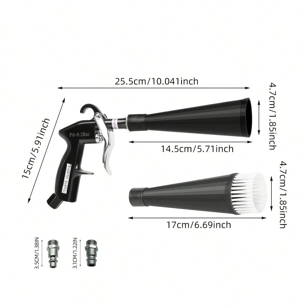 Car Cleaning Gun, Interior Detail Air Gun, Equipped With 3 Types Of Interface Adapters (European, American, Japanese), Car Interior Cleaning Set, Quickly Blows Away Dirt And Dust, Suitable For AI-Assi