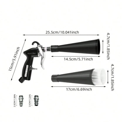 Car Cleaning Gun, Interior Detail Air Gun, Equipped With 3 Types Of Interface Adapters (European, American, Japanese), Car Interior Cleaning Set, Quickly Blows Away Dirt And Dust, Suitable For AI-Assi