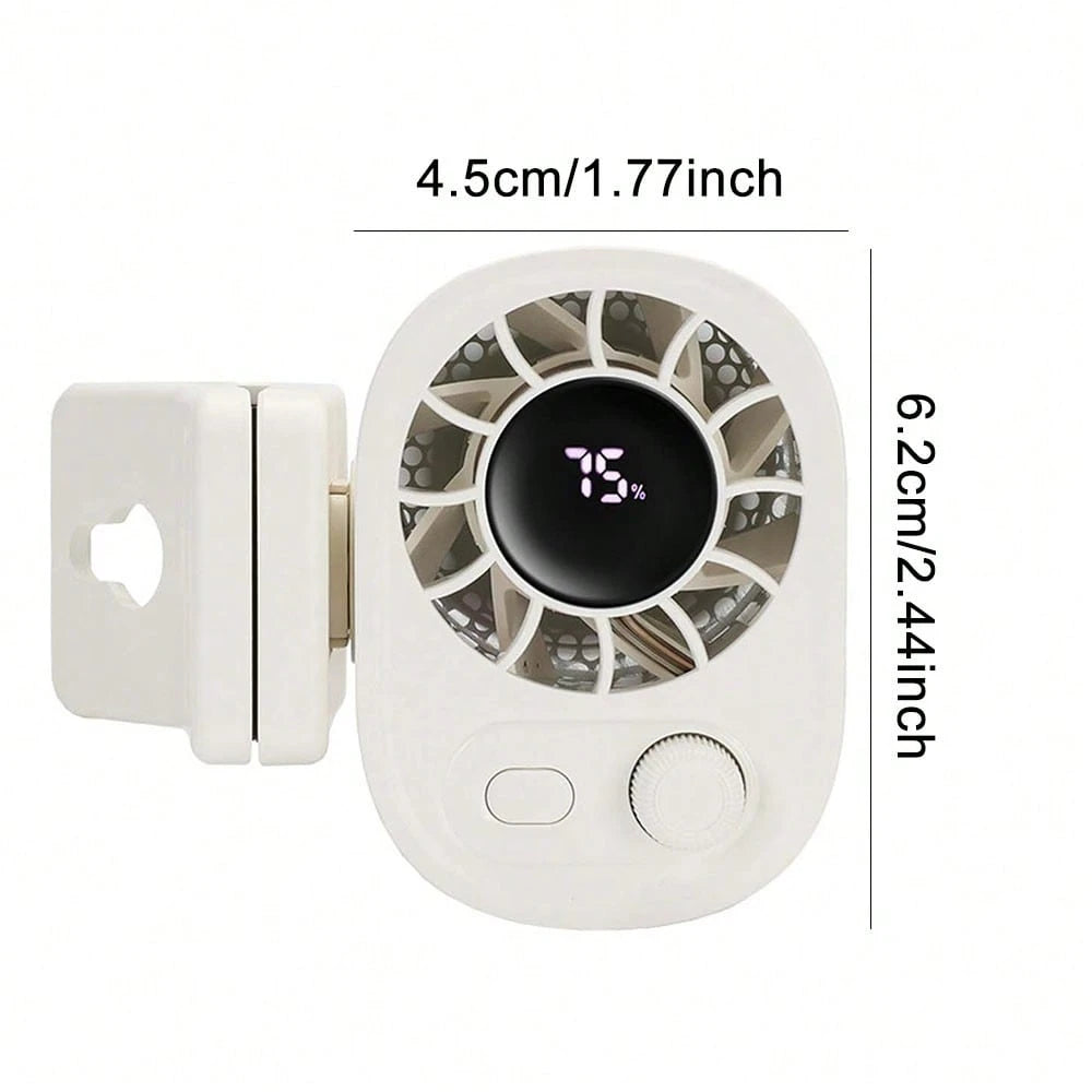 Car Clip On Fan With LED Display, 1200mAh Backseat Fan, USB Rechargeable Powerful Cooling Fans, 360° Rotation, 100 Speeds Adjustable, Clip On Fans For Car, Car Accessories