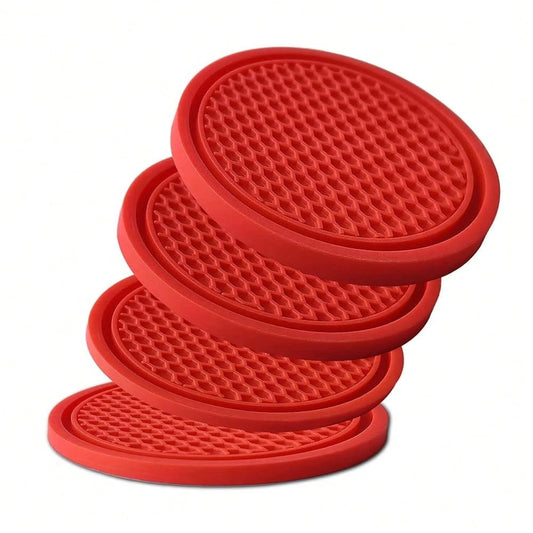 Car Cup Holder Coaster 4 Pack- Non Slip & Shockproof,Flexible PVC Rubber Insert For Car/Truck/SUV/Van (2.75\X0.2\) Universal Fit Auto