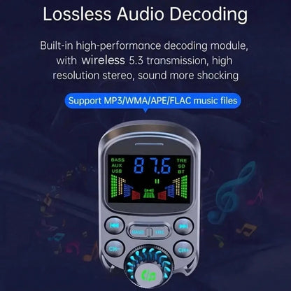 Car FM Transmitter Wireless 5.3 Handsfree Car Kit Bass 3.5mm AUX Audio Receiver QC3.0 PD 30W Fast Charging Mp3 Player