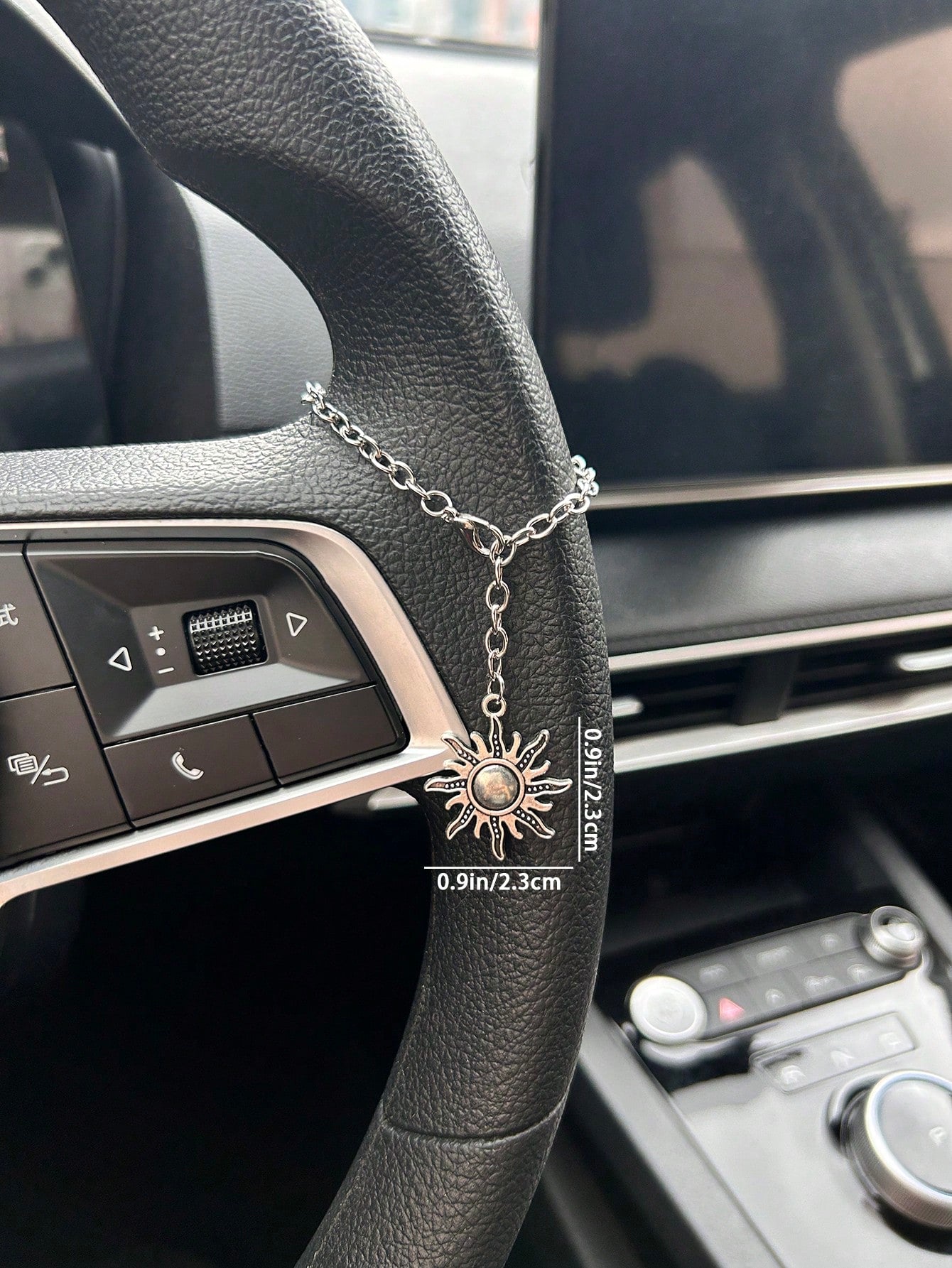 Car Hanging Ornament Bohemian Spiral Sun Silver-Tone Chain, Car Steering Wheel Decoration, Can Also Be Used As Bracelet, Niche Jewelry