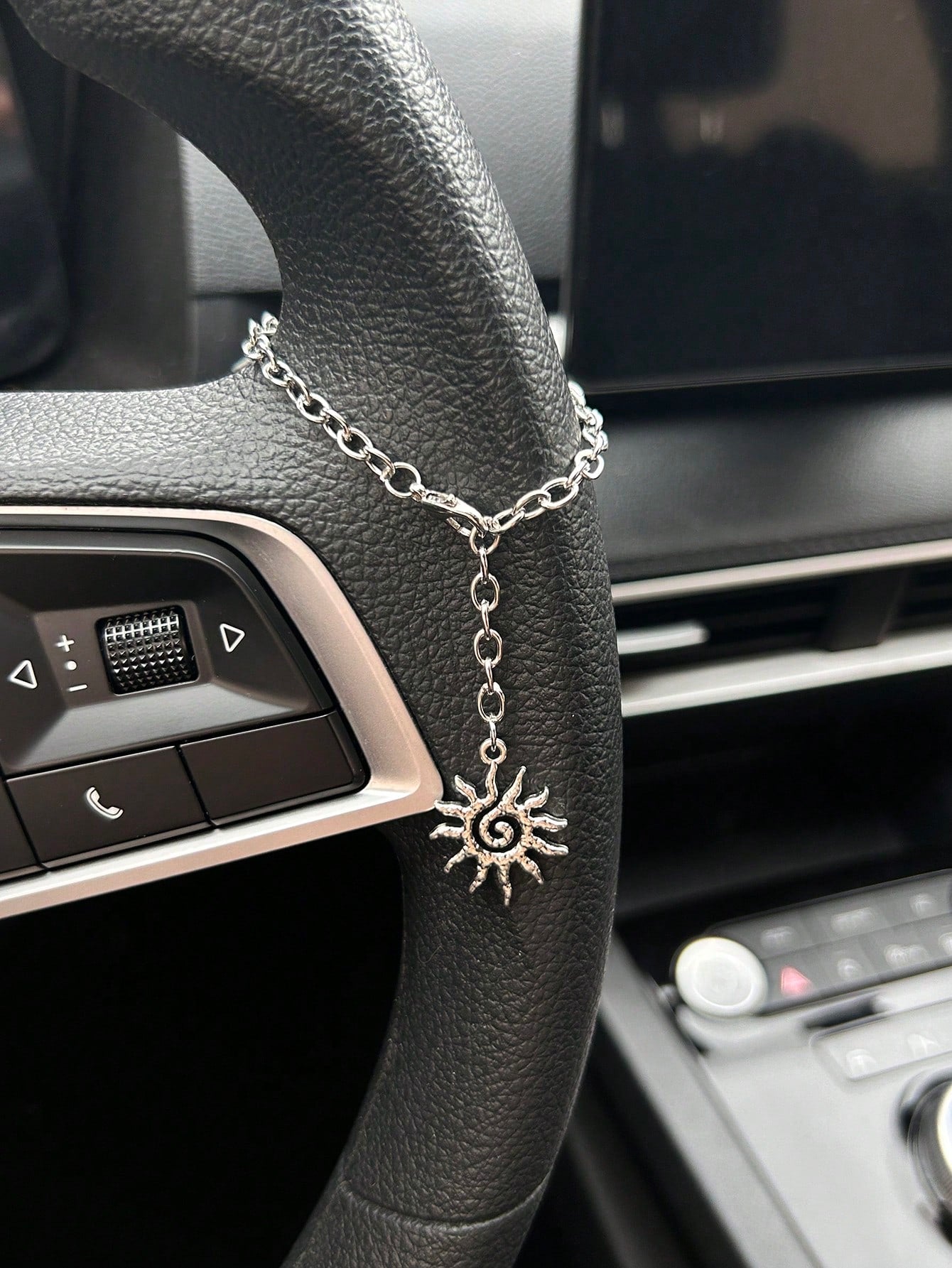 Car Hanging Ornament Bohemian Spiral Sun Silver-Tone Chain, Car Steering Wheel Decoration, Can Also Be Used As Bracelet, Niche Jewelry