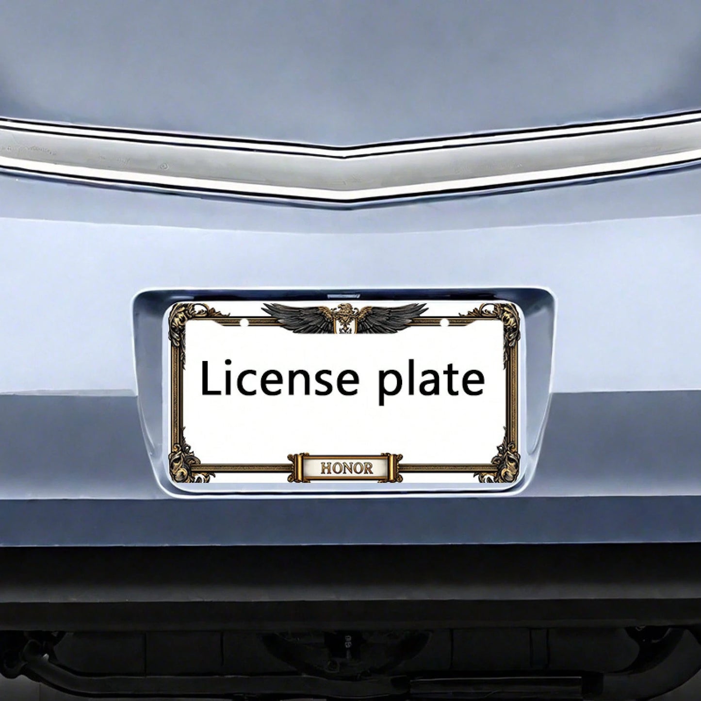 Car, Metal License Plate Frame, Golden Eagle Emblem And Honor Engraving, Suitable For American And Most International Vehicles, Includes Mounting Screws, Car Decoration Accessory, Perfectly Represents