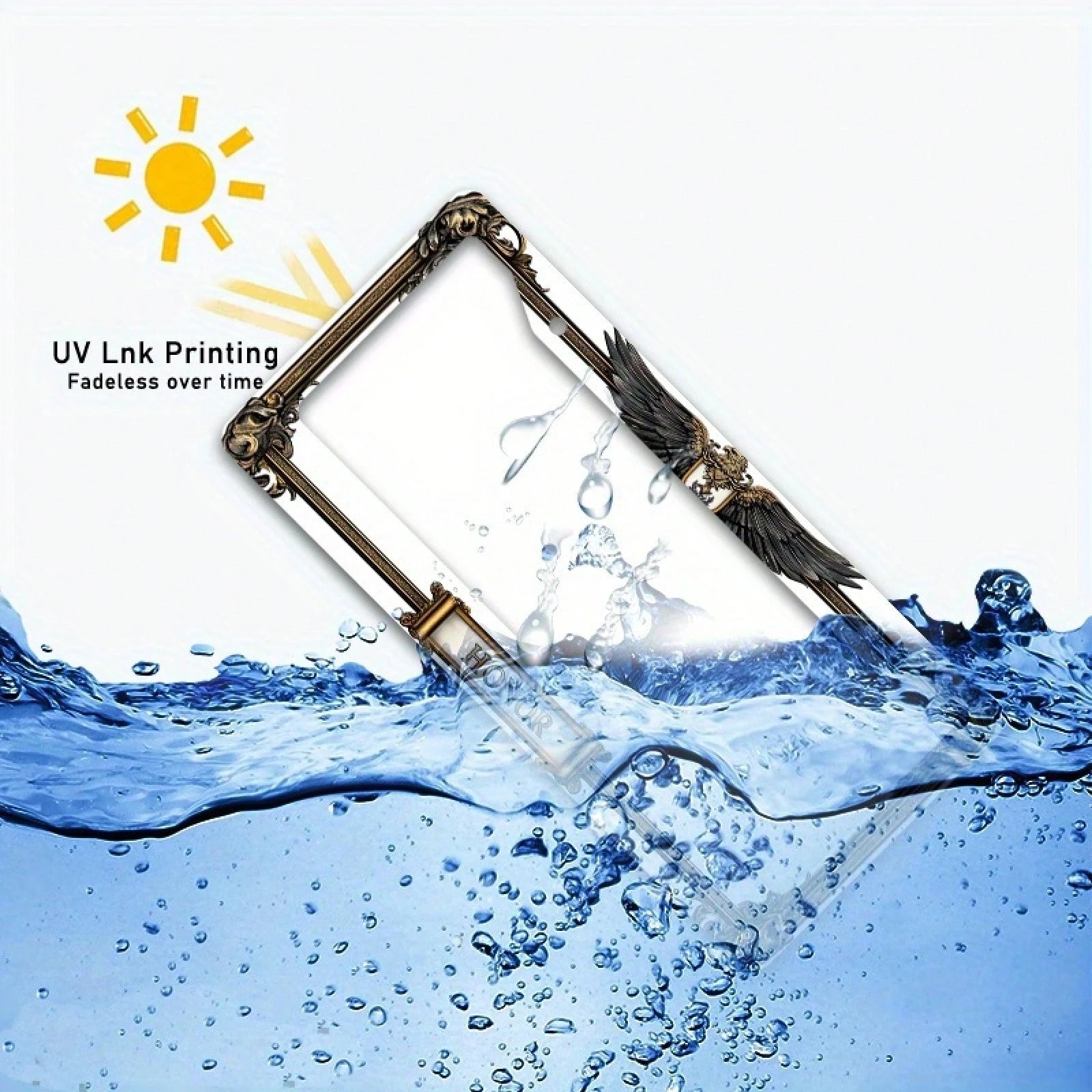 Car, Metal License Plate Frame, Golden Eagle Emblem And Honor Engraving, Suitable For American And Most International Vehicles, Includes Mounting Screws, Car Decoration Accessory, Perfectly Represents