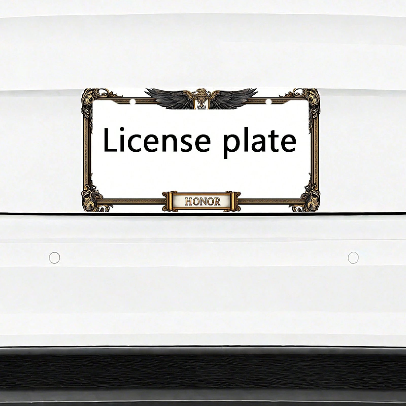 Car, Metal License Plate Frame, Golden Eagle Emblem And Honor Engraving, Suitable For American And Most International Vehicles, Includes Mounting Screws, Car Decoration Accessory, Perfectly Represents