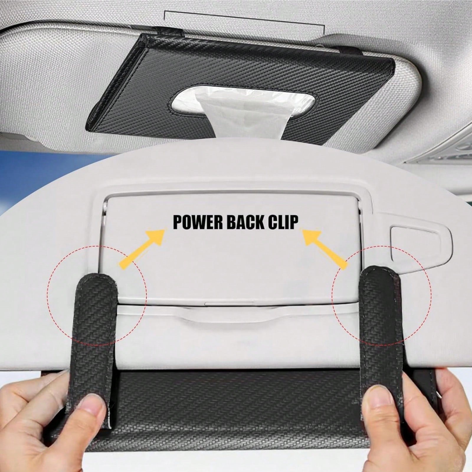 Car Napkins Holder & Visor Tissue Holder: Stylish Leather Vehicle Tissue Box & Mask Dispenser For Sun Visor- Perfect Backseat Tissue Paper Case