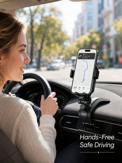 Car Phone Holder, Clip-On, Universal Dashboard Mount, Anti-Shake, Car Navigation Support Bracket