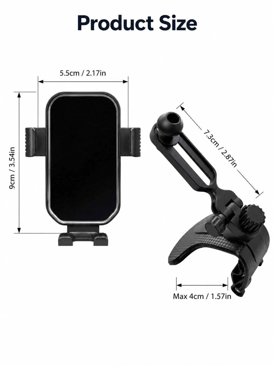 Car Phone Holder, Clip-On, Universal Dashboard Mount, Anti-Shake, Car Navigation Support Bracket