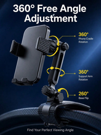 Car Phone Holder, Clip-On, Universal Dashboard Mount, Anti-Shake, Car Navigation Support Bracket