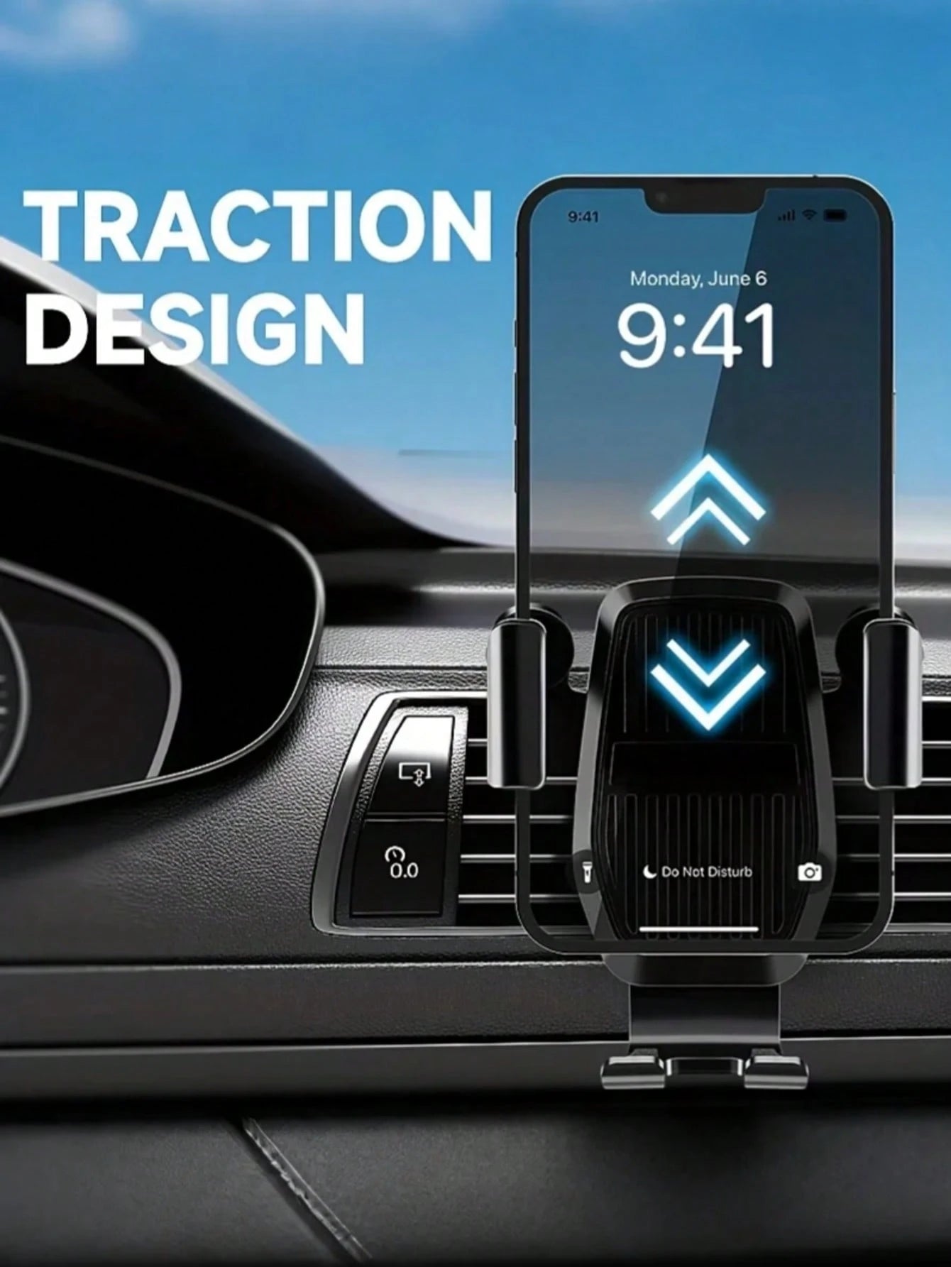 Car Phone Holder With Image Stabilization, Air Vent Gravity Support, Sturdy Design