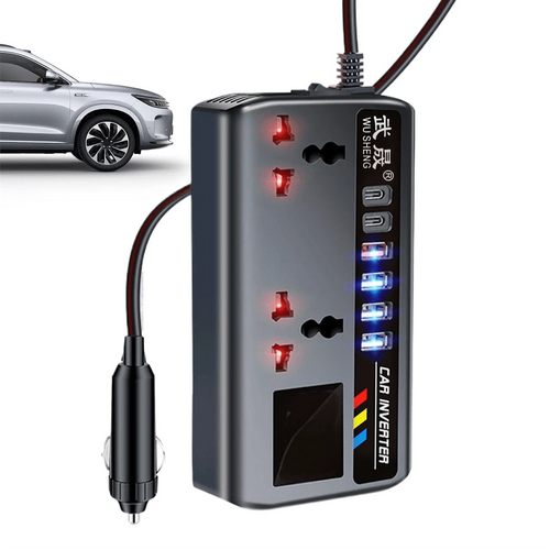 Car Power Inverter, DC12V/24V Automatic Power Converter 200W With 4 USB Port Sockets, Car Power Adapter