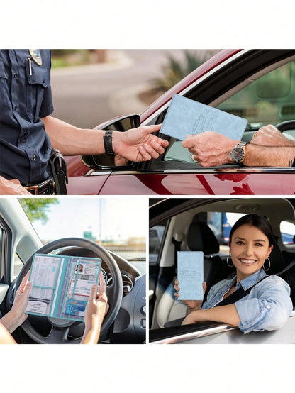 Car Registration And Insurance Card Holder, Vehicle License Document Glove Box Compartment Organizer, Interior Car Accessories