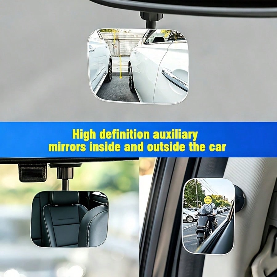 Car Rotating Blind Spot Mirror, Wide-Angle Lens With Self-Adhesive Design, Compact And Practical, Enhances Driving Safety