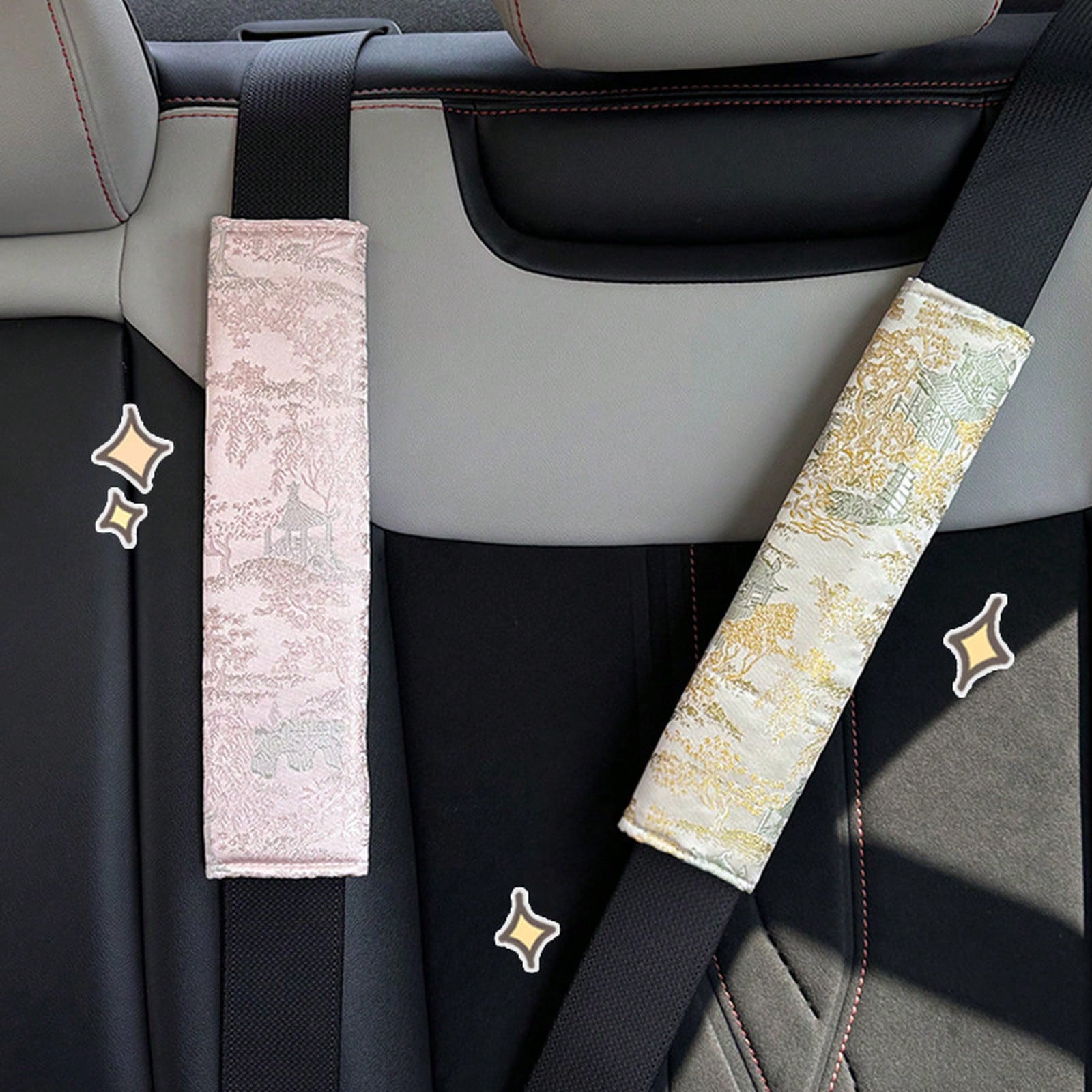 Car Seatbelt Shoulder Pad, New Chinese-Style High-End Car Anti-Strangling Shoulder Pad, Simple Seatbelt Protector