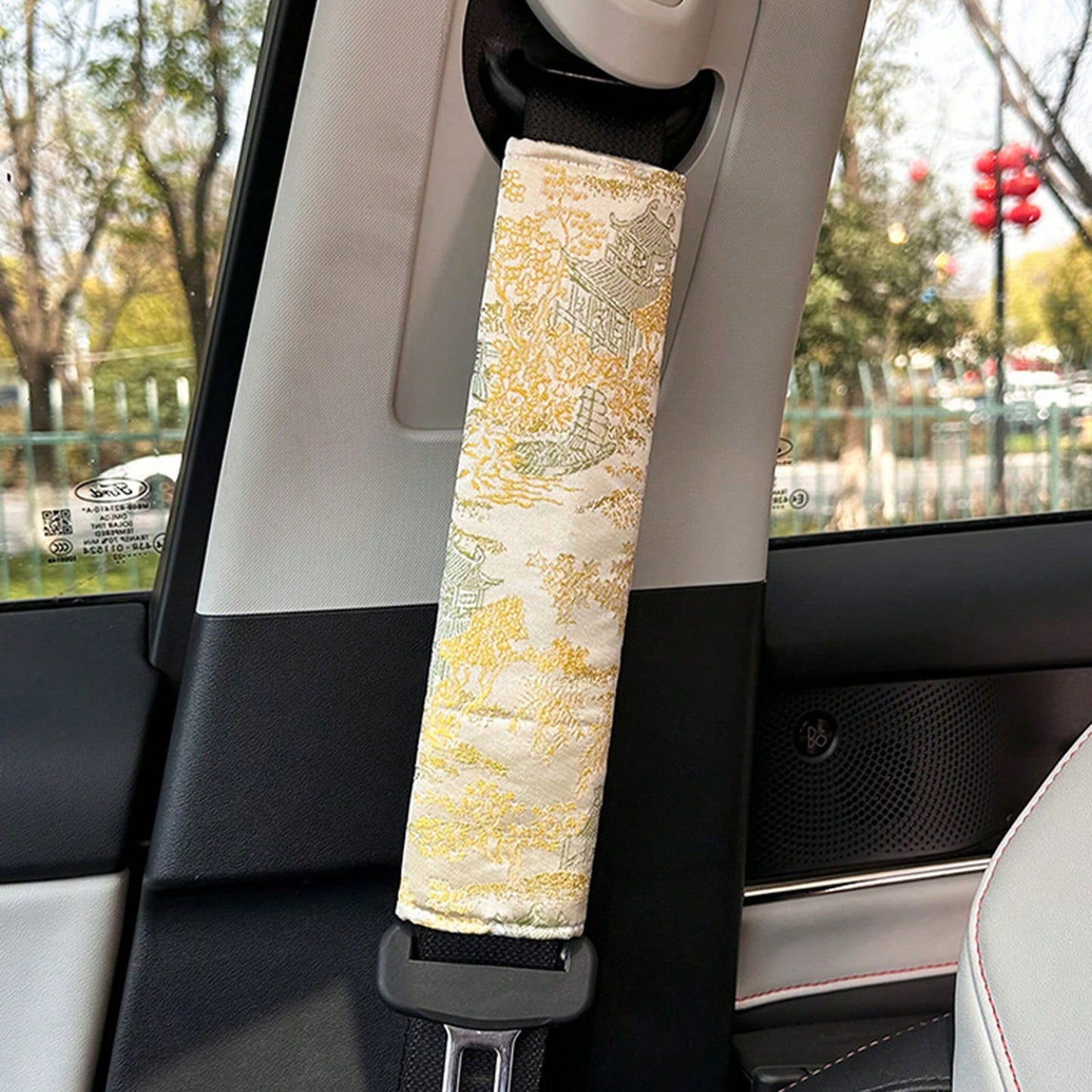 Car Seatbelt Shoulder Pad, New Chinese-Style High-End Car Anti-Strangling Shoulder Pad, Simple Seatbelt Protector