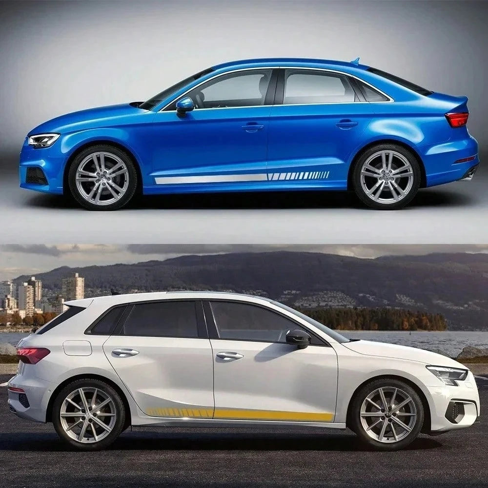 Car Side Skirt Stripes Sticker Waterproof Trims Vinyl Decal Accessories For Audi A3 8P 8V 8L 8Y S3 RS3 Sedan Sportback Limousine