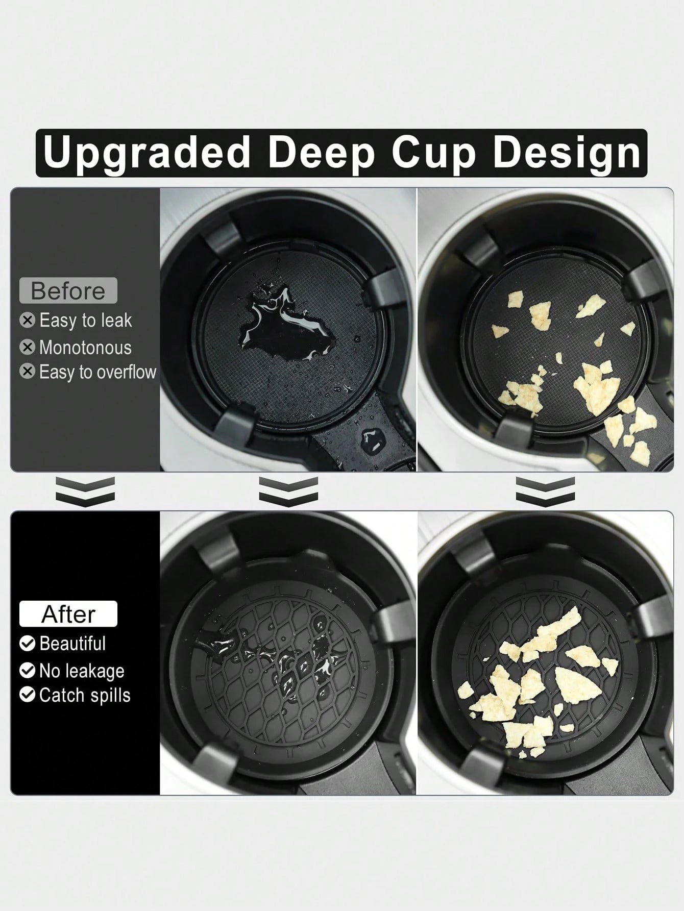 Car Silicone Cup Holder Pad, Black Round Non-Slip Waterproof Coaster Mat For Vehicles