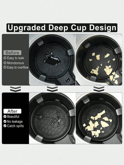 Car Silicone Cup Holder Pad, Black Round Non-Slip Waterproof Coaster Mat For Vehicles