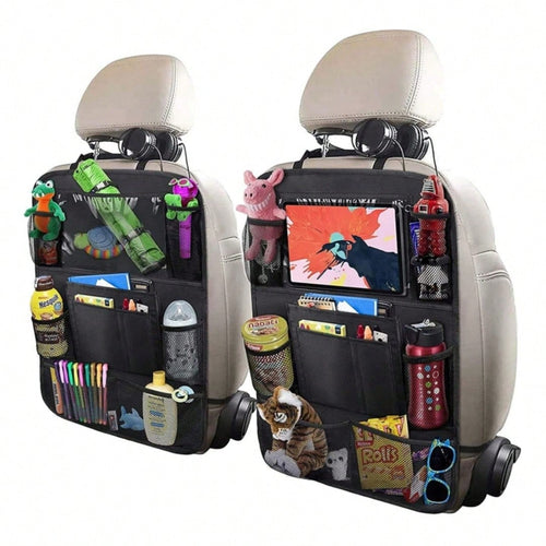 Car Storage Organizer 2 PCS,Car Backseat Organizer For Durable Waterproof Oxford Fabric With Touchable Tablet Holder 9 Mesh Pockets For Snacks Toys,Car Travel Accessories, 2 Pack