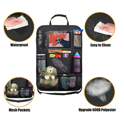 Car Storage Organizer 2 PCS,Car Backseat Organizer For Durable Waterproof Oxford Fabric With Touchable Tablet Holder 9 Mesh Pockets For Snacks Toys,Car Travel Accessories, 2 Pack