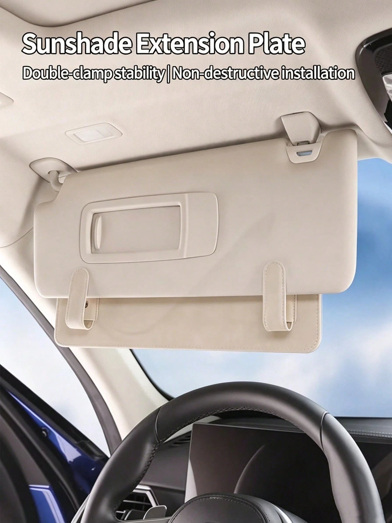 Car Sun Visor Extender, Sun Visor Extension Accessory, Anti-Glare For Driving, UV Protection, With Adjustable Clips, Suitable For Multiple Car Models, Car Interior Accessory